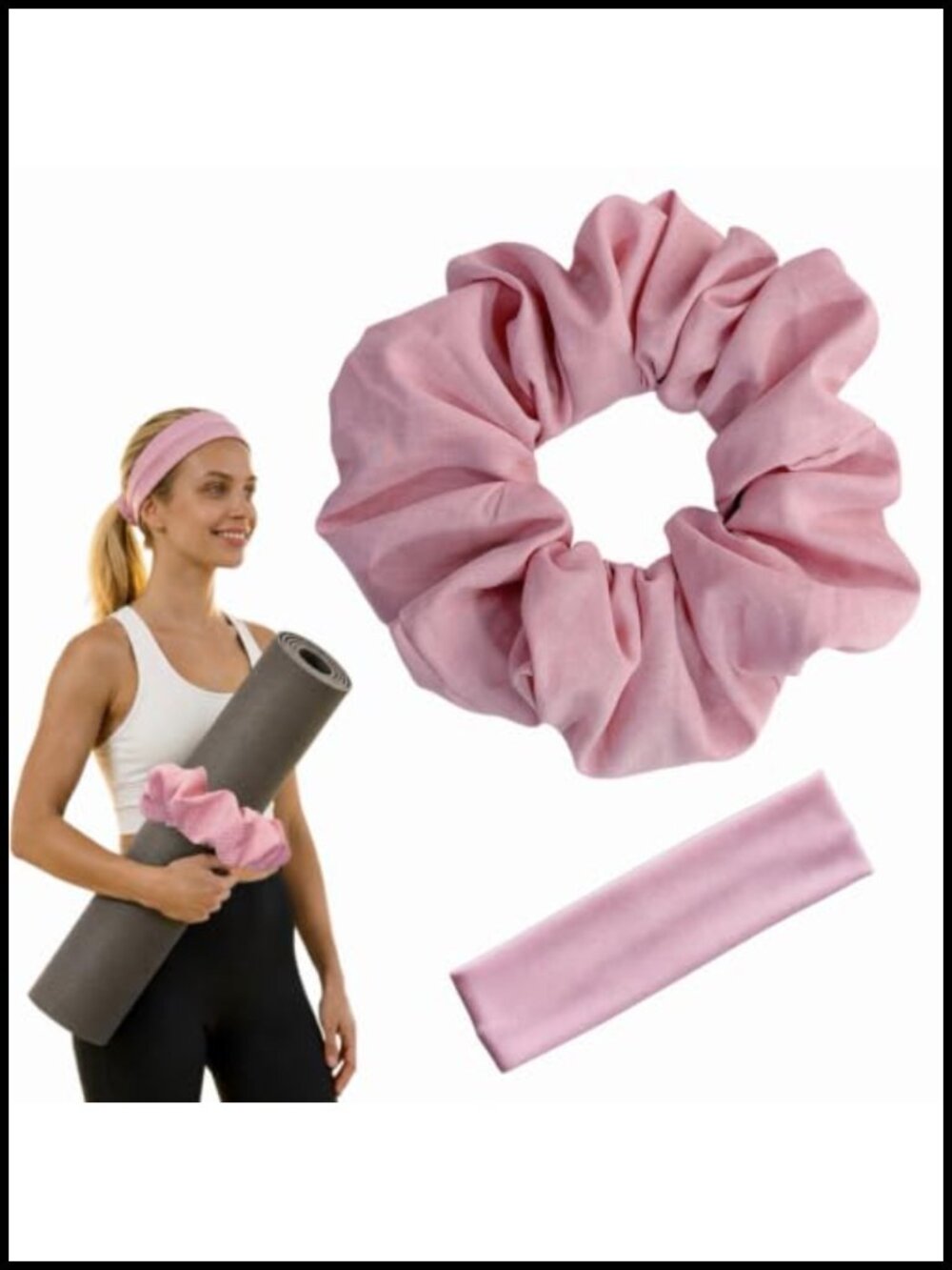 Nylon Yoga Mat Scrunchie with Matching Hair Band Elastic Mat Holder
